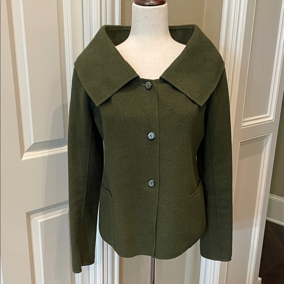 Charles Nolan Jackets & Blazers - Olive Green Women's Wool Blend Button Jacket